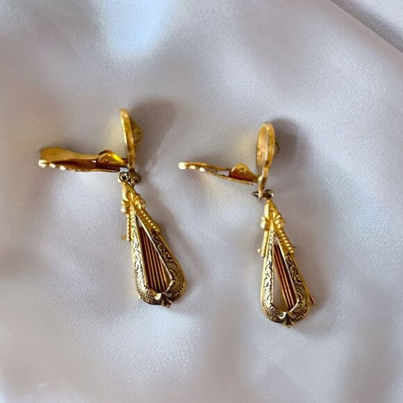 Vintage Spanish Damascene Drop Earrings - Picture 5 of 5